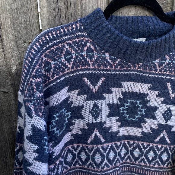 Vintage Blue and Pink Sweater - Picture 2 of 5